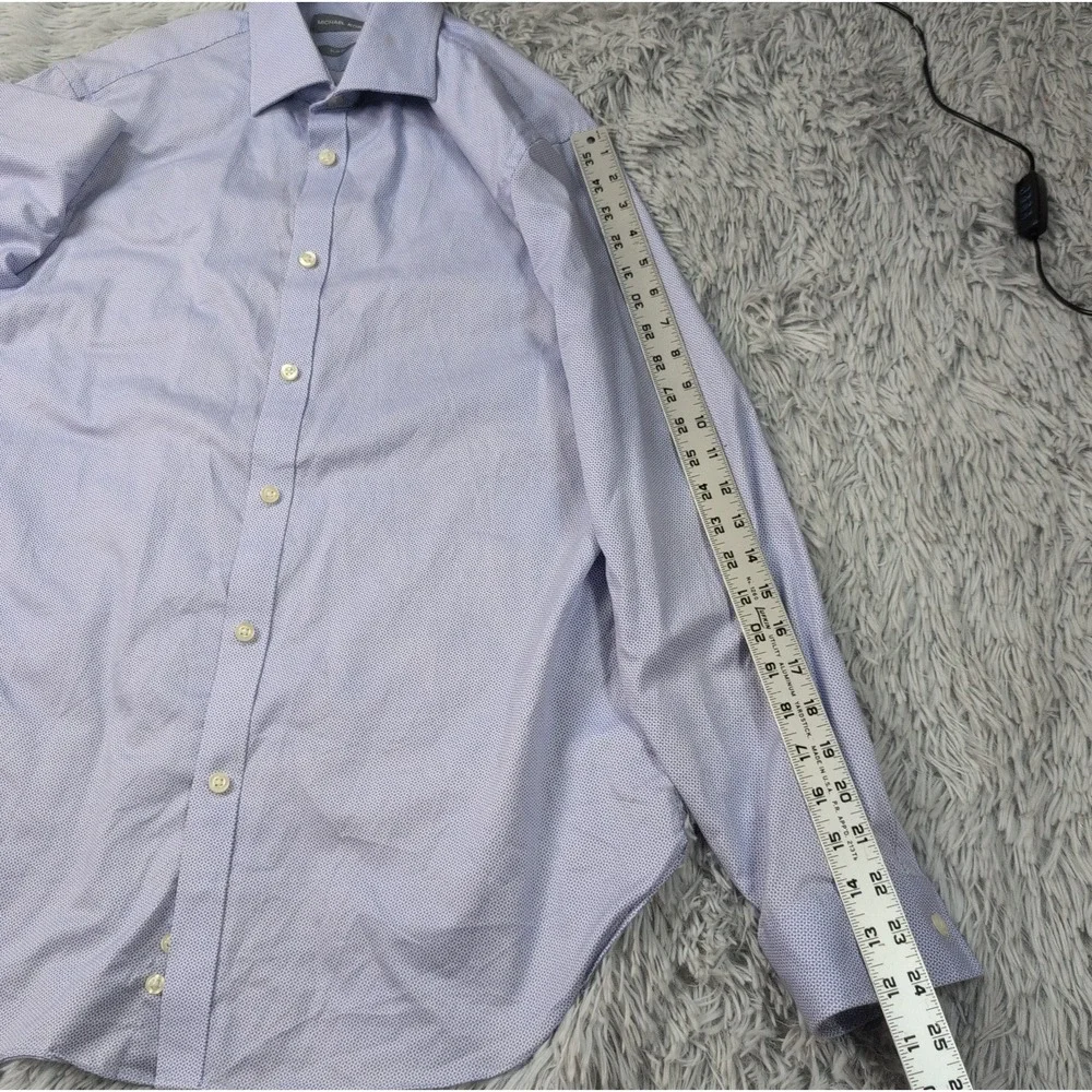 Michael Kors Shirt Mens L Blue Slim Fit Casual Preppy 32 33 Button Up 16